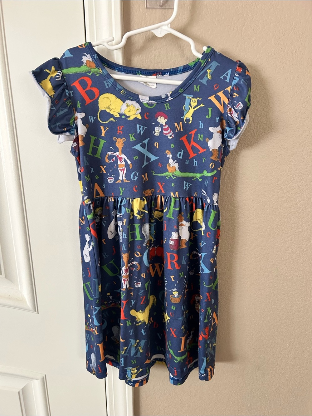 Girls Navy Alphabet Print Dress